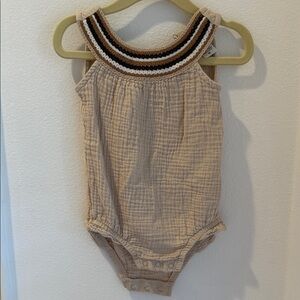 Carter's Beige and Brown Knit Trim Bodysuit